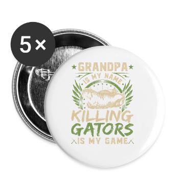 Grandpa Alligator Hunter Grandfather Gator Hunting - Buttons groß 56 mm (5er Pack) - Weiß - Vorne