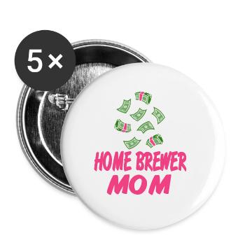 Home Brewer MOM Retro Funny Working At Home MOM - Buttons large 2.2''/56 mm (5-pack) - white - Front