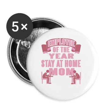 Employee Of The Year Stay At Home MOM Retro Funny - Buttons large 2.2''/56 mm (5-pack) - white - Front