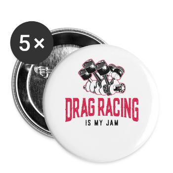 Drag Racing Course Car Girl Drag - Lot de 5 grands badges (56 mm) - blanc - Devant