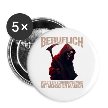 Beruflich schon immer was mit Menschen machen - Buttons groß 56 mm (5er Pack) - Weiß - Vorne