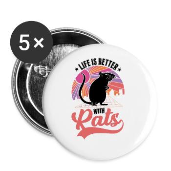 Das Leben ist besser mit Ratten - Buttons groß 56 mm (5er Pack) - Weiß - Vorne
