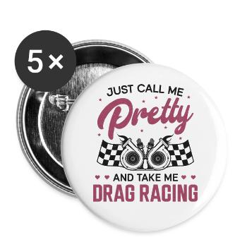 Drag Racing Race Car Girl Just - Lot de 5 grands badges (56 mm) - blanc - Devant