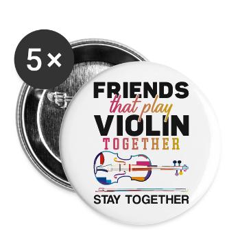 Violin Violinist Besties Buddies - Buttons groß 56 mm (5er Pack) - Weiß - Vorne