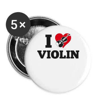 Violon Violoniste Coeur J’Aime - Lot de 5 grands badges (56 mm) - blanc - Devant
