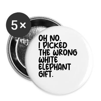 Oh nein, ich habe das falsche wei�e Elefantengesch - Buttons groß 56 mm (5er Pack) - Weiß - Vorne