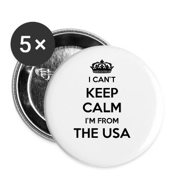 Je ne peux pas rester calme, je viens des États-Unis - Lot de 5 grands badges (56 mm) - blanc - Devant