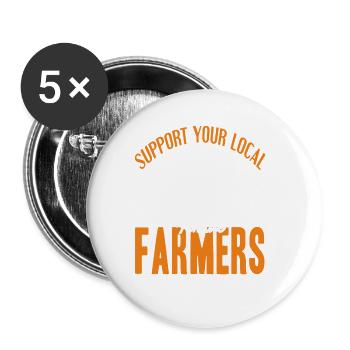 Support Your Local Female Farmers Retro T-Shirt - Buttons groß 56 mm (5er Pack) - Weiß - Vorne