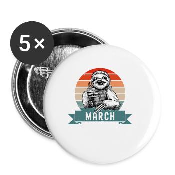 Les légendes sont nées en mars 1965 Paresseux paresseux - Lot de 5 grands badges (56 mm) - blanc - Devant