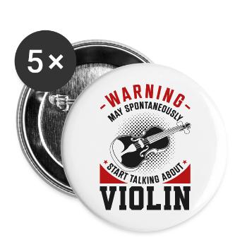 Violin Violinist Warning May - Buttons groß 56 mm (5er Pack) - Weiß - Vorne