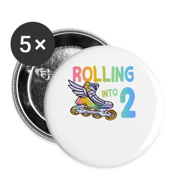2. Geburtstag Inlineskating - Buttons groß 56 mm (5er Pack) - Weiß - Vorne