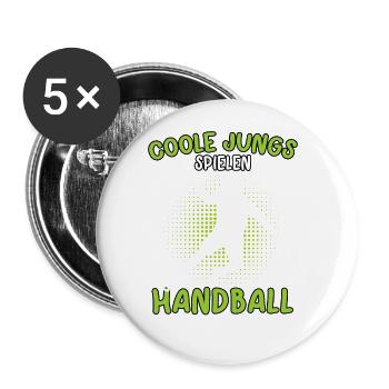 Coole Jungs spielen Handball Handballer - Buttons groß 56 mm (5er Pack) - Weiß - Vorne