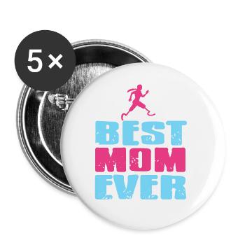 Best MOM Ever Cool Retro Prosthesis Mother T-Shirt - Buttons large 2.2''/56 mm (5-pack) - white - Front