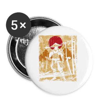 Samurai Japanische Kunst Vintage Kämpfer Retro - Buttons groß 56 mm (5er Pack) - Weiß - Vorne