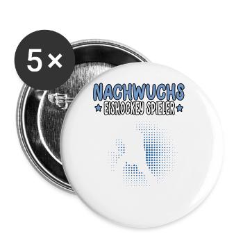 Nachwuchs Eishockey Spieler Hockey junge - Buttons groß 56 mm (5er Pack) - Weiß - Vorne