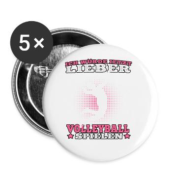 Würde lieber Volleyball spielen Volleyballerin - Buttons groß 56 mm (5er Pack) - Weiß - Vorne