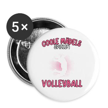 Coole Mädels spielen Volleyball Volleyballerin - Buttons groß 56 mm (5er Pack) - Weiß - Vorne