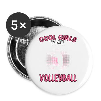 Coole Mädels spielen Volleyball Volleyballerin - Buttons groß 56 mm (5er Pack) - Weiß - Vorne