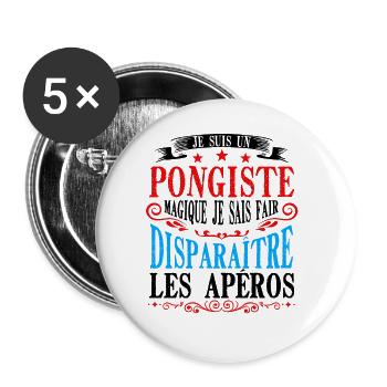 Entraîneur de tennis de table - Lot de 5 grands badges (56 mm) - blanc - Devant