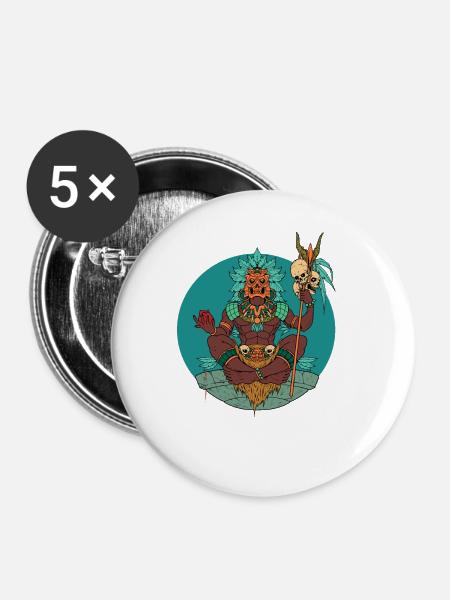 Aztekischer Schamane - Buttons groß 56 mm (5er Pack) - Weiß