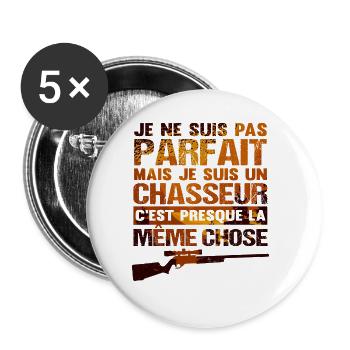 Chasseur Humour - Lot de 5 grands badges (56 mm) - blanc - Devant