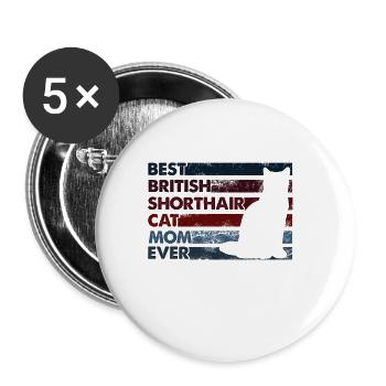 Meilleure mère de tous les temps - British Shorthair Cat - Lot de 5 grands badges (56 mm) - blanc - Devant