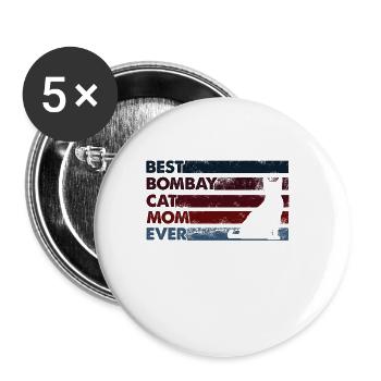 Beste Mutter Aller Zeiten - Bombay Cat - Buttons groß 56 mm (5er Pack) - Weiß - Vorne