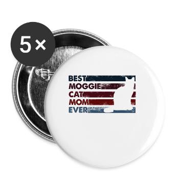 Meilleure mère de tous les temps - Moggie Cat - Lot de 5 grands badges (56 mm) - blanc - Devant