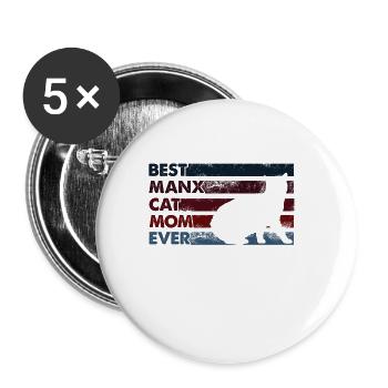Meilleure mère de tous les temps - Manx Cat - Lot de 5 grands badges (56 mm) - blanc - Devant