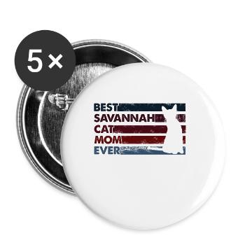 Meilleure mère de tous les temps - Savannah Cat - Lot de 5 grands badges (56 mm) - blanc - Devant
