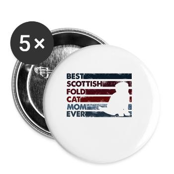 Beste Mutter Aller Zeiten - Scottish Fold Cat - Buttons groß 56 mm (5er Pack) - Weiß - Vorne