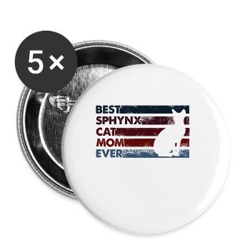 Meilleure mère de tous les temps - Sphynx Cat - Lot de 5 grands badges (56 mm) - blanc - Devant