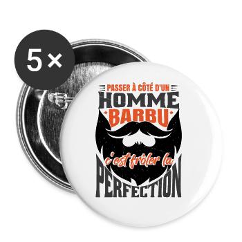 Barbe Dicton - Lot de 5 grands badges (56 mm) - blanc - Devant