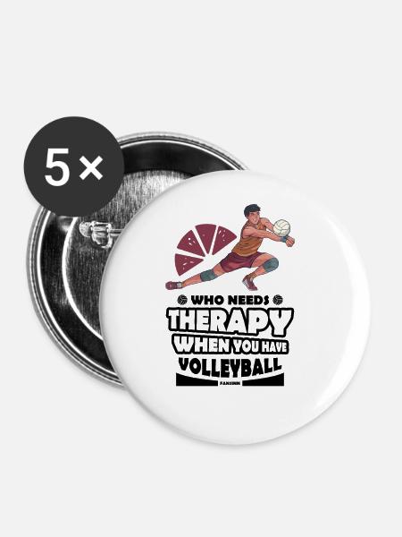 Volleyball - Buttons groß 56 mm (5er Pack) - Weiß