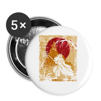 Samurai Japanese Art Vintage Fighter Retro - Buttons large 2.2''/56 mm (5-pack) - white - Front
