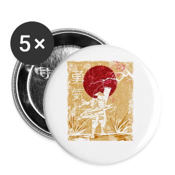 Samurai Japanese Art Vintage Fighter Retro - Buttons large 2.2''/56 mm (5-pack) - white - Front