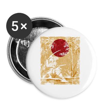 Samurai Japanese Art Vintage Fighter Retro - Buttons large 2.2''/56 mm (5-pack) - white - Front