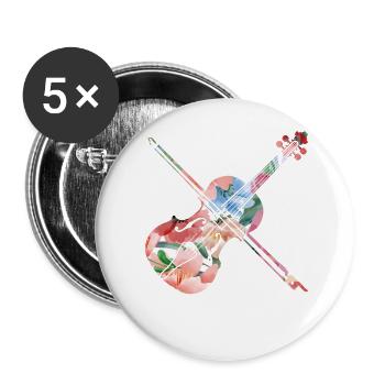 Violin Violinist Tropical Flower - Buttons large 2.2''/56 mm (5-pack) - white - Front