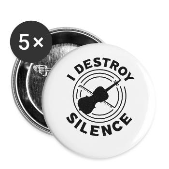 Violin Violinist I Destroy Silence - Buttons groß 56 mm (5er Pack) - Weiß - Vorne