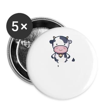 Kuh hat Milch für mehrere Tage - Buttons groß 56 mm (5er Pack) - Weiß - Vorne