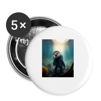 Cool Sea Otter Costume Scuba Diving Otter - Buttons groß 56 mm (5er Pack) - Weiß - Vorne