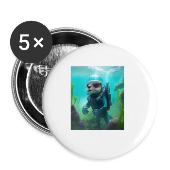 Cool Sea Otter Costume Scuba Diving Otter - Buttons groß 56 mm (5er Pack) - Weiß - Vorne