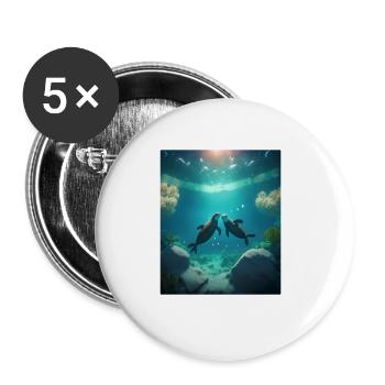 Cute Otter Lovers Sweet Sea Otter Couple - Buttons groß 56 mm (5er Pack) - Weiß - Vorne