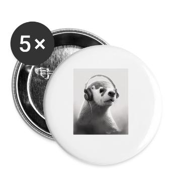 Musician Animal Pet Owners Otter Music Lover - Buttons large 2.2''/56 mm (5-pack) - white - Front