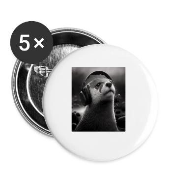 Musician Animal Pet Owners Otter Music Lover - Buttons large 2.2''/56 mm (5-pack) - white - Front