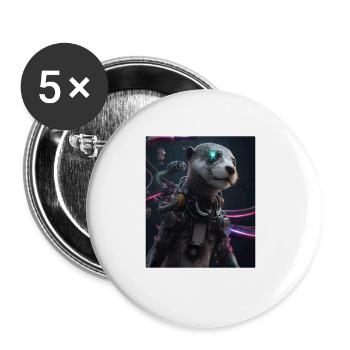 Science Fiction Evolved Animal Robot Otter - Buttons large 2.2''/56 mm (5-pack) - white - Front
