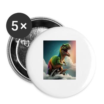 Funny Cartoon Otters Otter Riding Green Dinosaur - Buttons large 2.2''/56 mm (5-pack) - white - Front