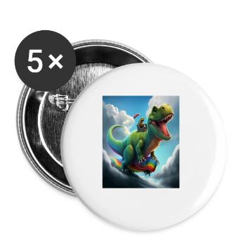 Funny Cartoon Otters Otter Riding Green Dinosaur - Buttons large 2.2''/56 mm (5-pack) - white - Front