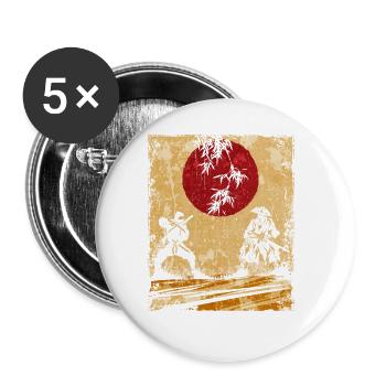 Ninja Japanese Art Vintage Fighter Retro - Buttons large 2.2''/56 mm (5-pack) - white - Front