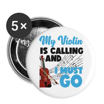 Violin Violinist My Violin Is - Buttons groß 56 mm (5er Pack) - Weiß - Vorne